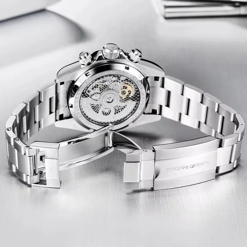 Pagani Design Gemstone Bezel Skeleton Automatic Watch | Sapphire Crystal | 100m Water Resistant - Zenflow Active