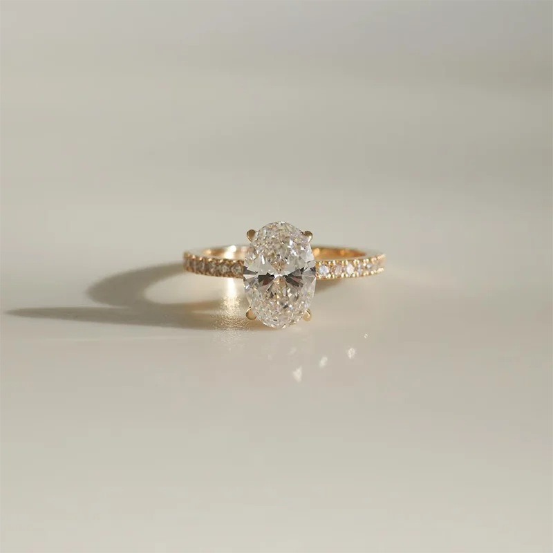 Minimalist 1-3ct Oval Cut Moissanite Half Eternity Engagement Ring 925 Sterling Silver for Woman Girl Gold Plated Handmade Rings - Zenflow Active