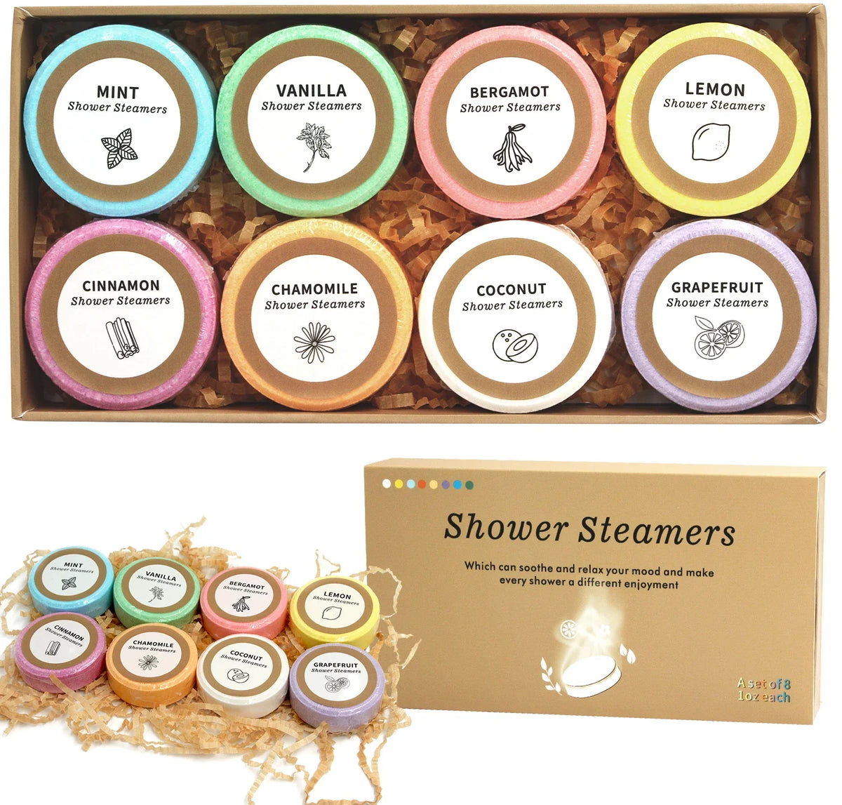 Shower Steamers 8-Pack | Essential Oil Shower Bombs for Relaxation & Self-Care - Zenflow Active