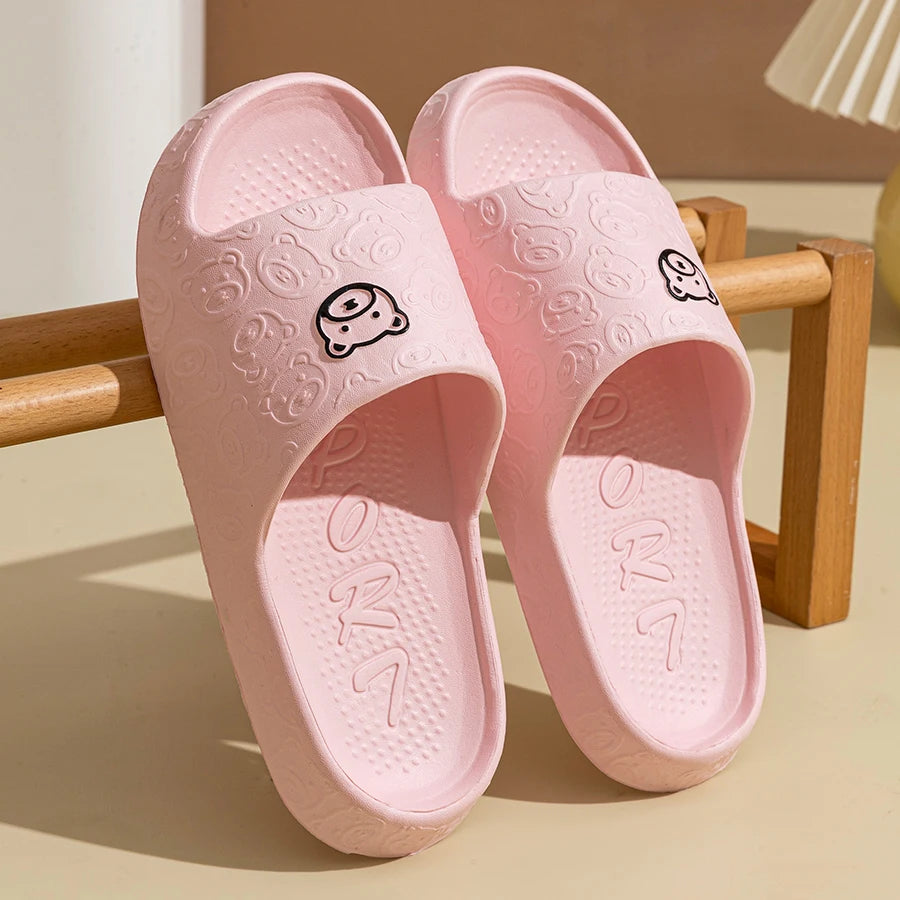 Little Bear Print Slippers — Soft, Non-Slip, Indoor Slides for Men & Women - Zenflow Active