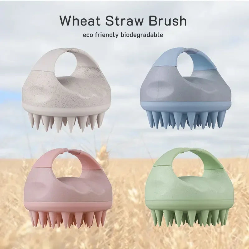 Wheat Straw Silicone Scalp Massager & Shampoo Brush - Eco-Friendly Hair Scrubber Zenflow Active
