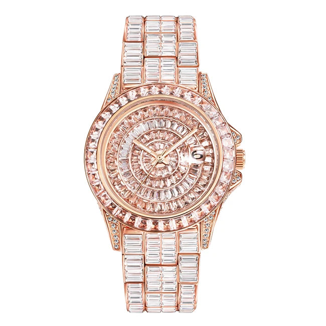 MISSFOX Iced Out Men's Watch — Handmade Mosaic Diamond, Quartz, Auto Date - Zenflow Active