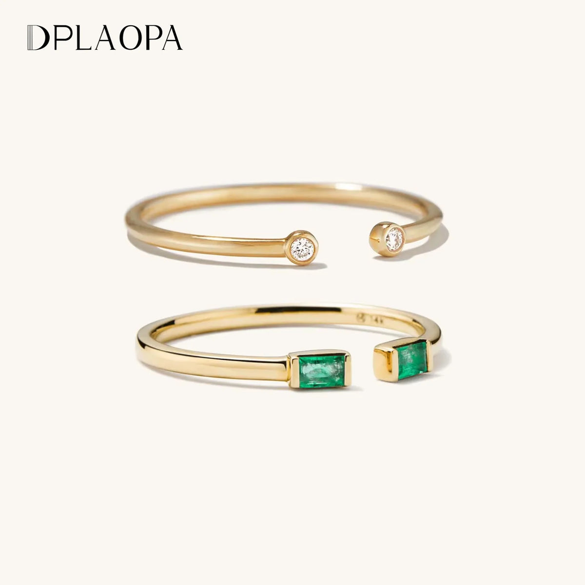 DPLAOPA 925 Sterling Silver Gold Clear Zircon Green Resizable Ring Adjustable Women Luxury Fine Jewellery - Zenflow Active