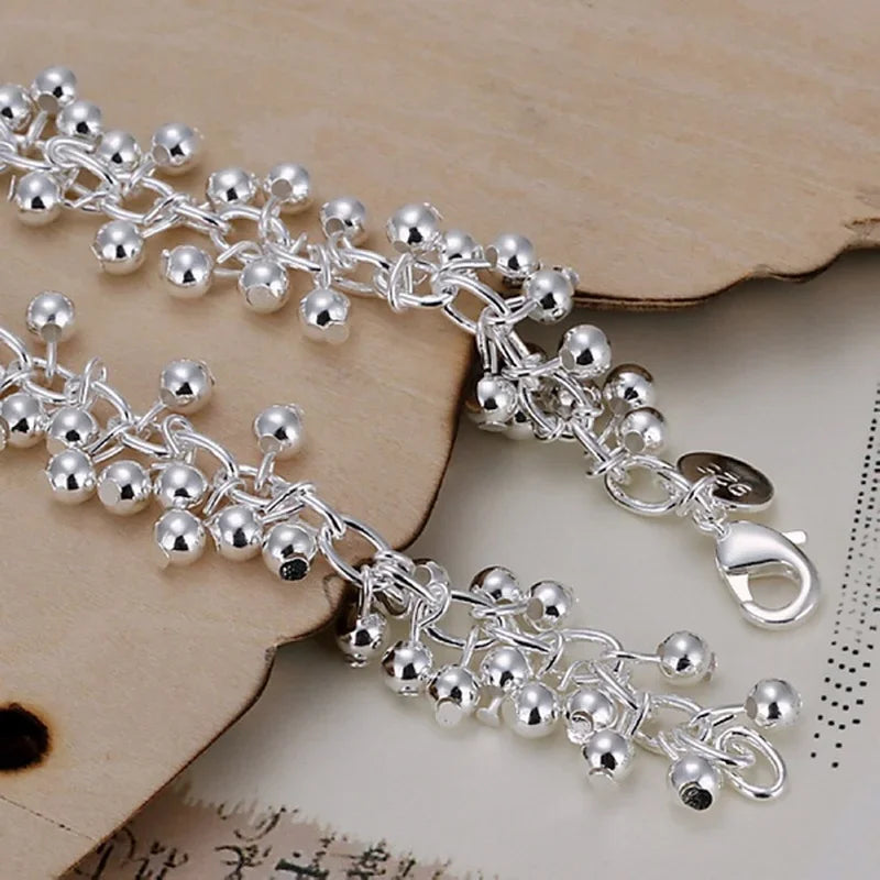 Charms Fine 925 Sterling silver bracelets bead chain fashion cute nice women grapes Bracelet wedding Jewelry party - Zenflow Active