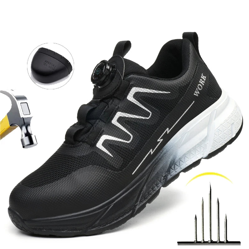 Men's Steel Toe Zip-Up Work Safety Shoes | Lightweight Indestructible Breathable Sneakers - Zenflow Active