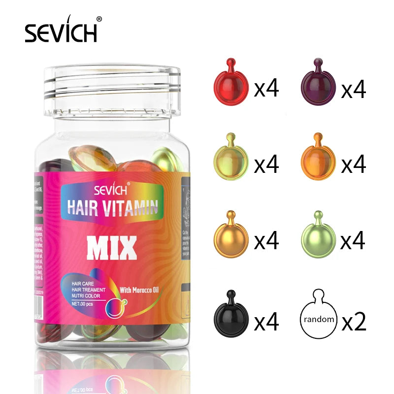 Sevich Smooth Silky Hair Vitamin Capsule Keratin Complex Oil Hair Care Repair Damaged Hair Serum Anti-Loss Moroccan Hair Oil - Zenflow Active