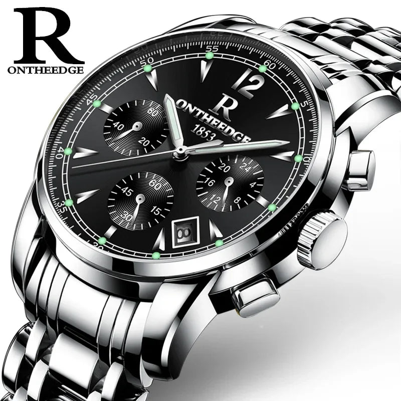 Men's Watch Business Quartz, All Steel Blue Face, Waterproof Chronograph Relogio Masculino - Zenflow Active