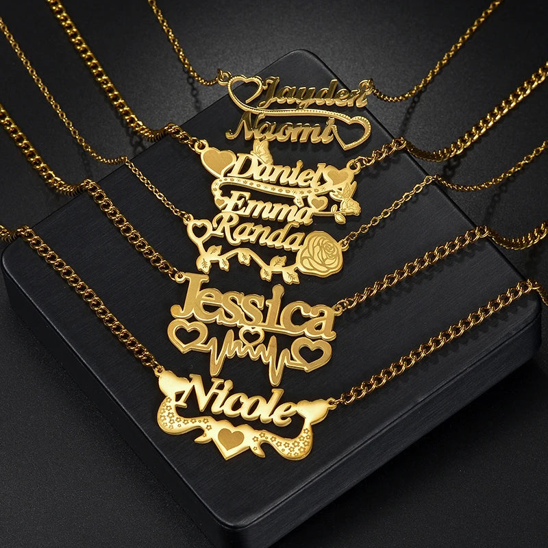 Goxijite Custom Removable Butterfly Heart Name Pendant Stainless Steel Laser Marking Nameplate Necklace - Zenflow Active
