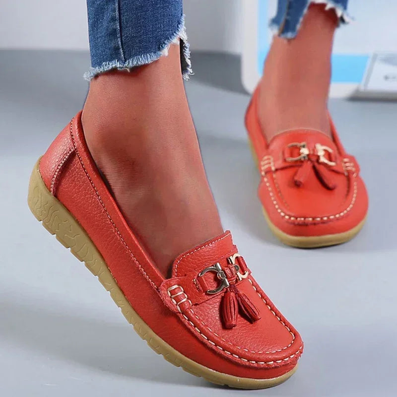 Women's PU Slip-On Loafer Flats — Soft Sole, Flat Heel, Casual Everyday Shoe, 9 Colours - Zenflow Active