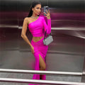 Women's One-Shoulder Ruched Split Maxi Dress Zenflow Active