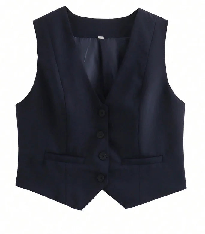 Sleeveless V-Neck Blazer Vest - Zenflow Active