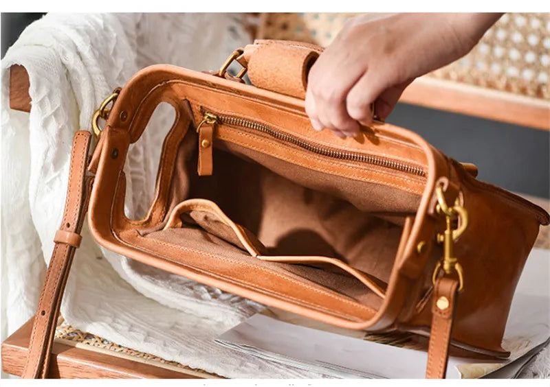 Organizers designers handmade vintage genuine leather women's handbags outdoor party fashion luxury real cowhide shoulder bag - Zenflow Active