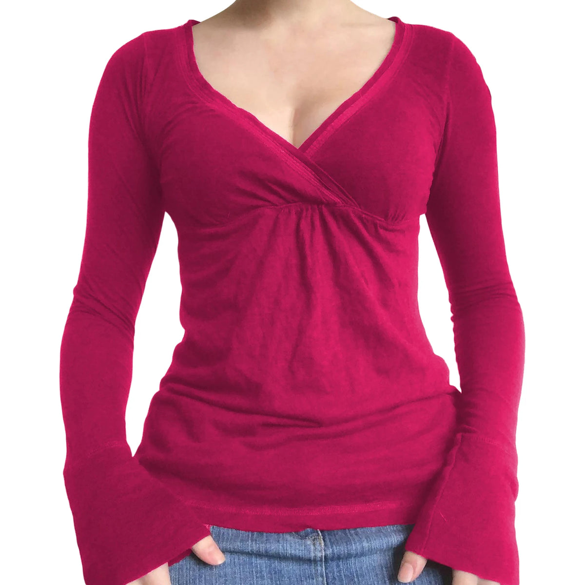 Women’s Slim-Fit V-Neck Long-Sleeve Top Zenflow Active