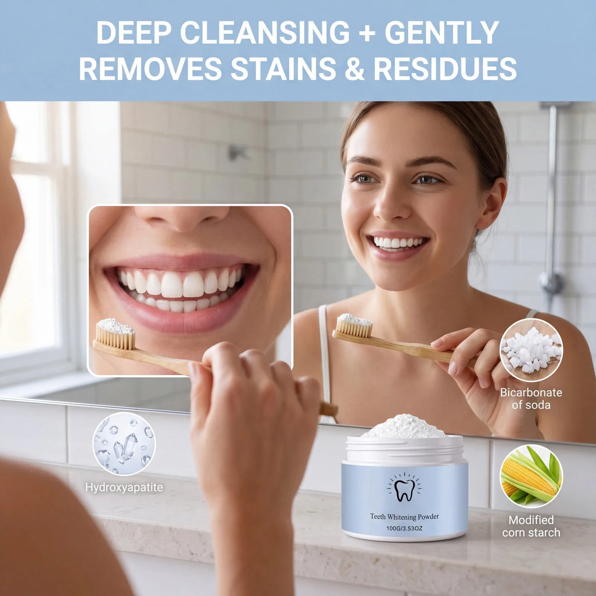 Teeth Whitening Powder Deep Cleaning Stain Remover - Zenflow Active