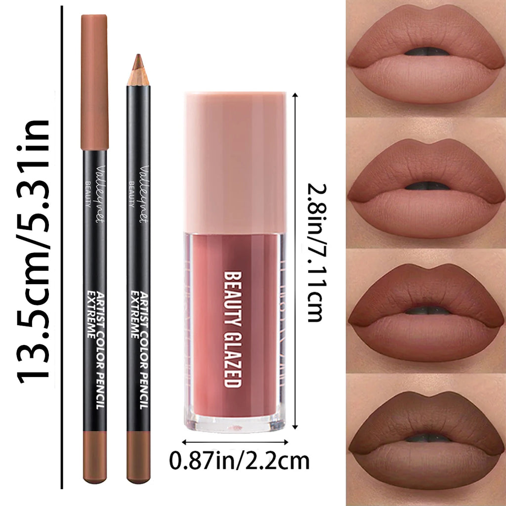 2pcs/Set Velvet Texture Lip Makeup - Zenflow Active