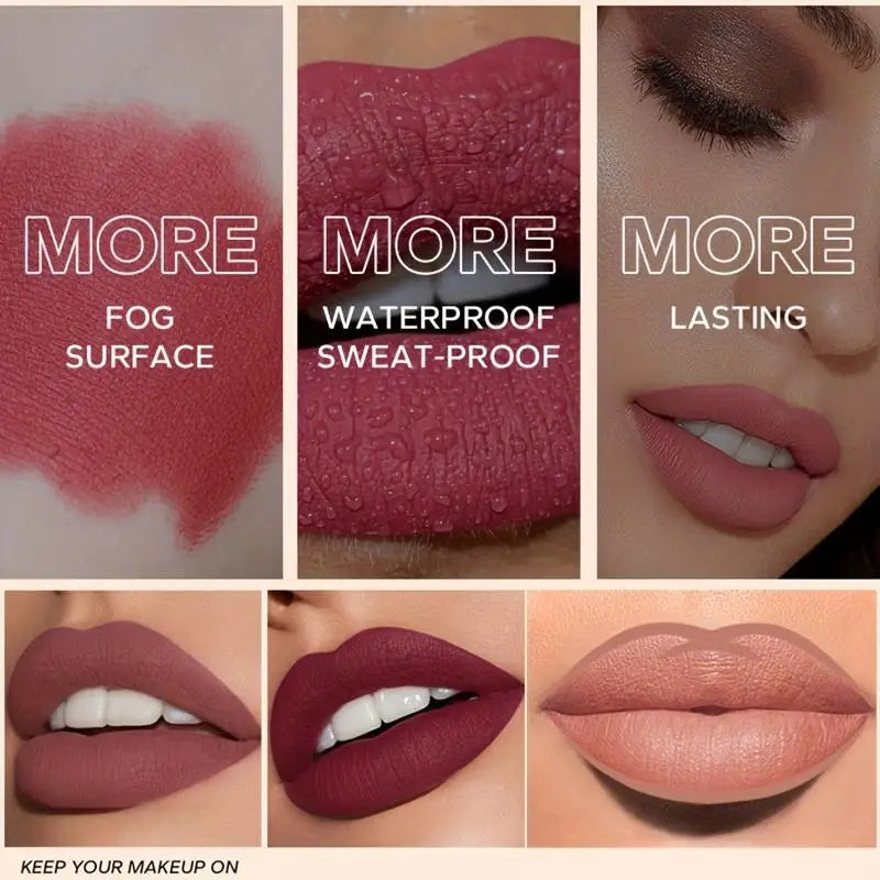 3pcs/Set Makeup Set: Matte Lip Liner + Lip Glaze + Moisturizing Lip Oil - Zenflow Active