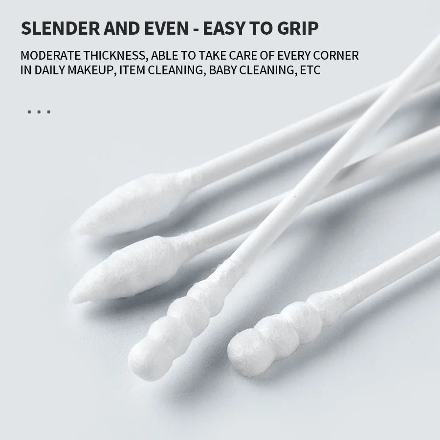 Double-Ended Cotton Swabs - 200 Pack Soft Makeup & Cleaning Buds Zenflow Active