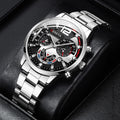 Men's Watch Stainless Steel Band Analog Quartz Wristwatch with Calendar - Zenflow Active