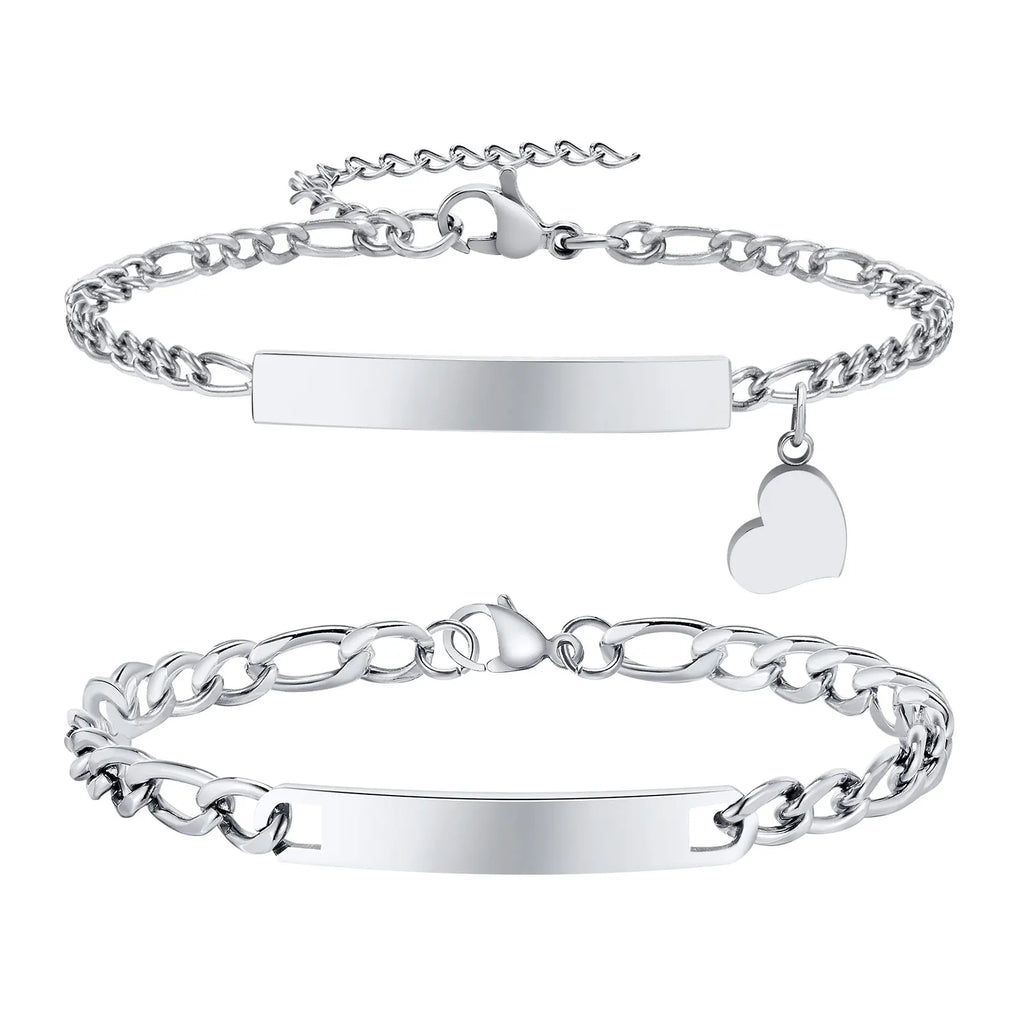 Free Personalized Custom Heart Bracelets for Women Men, Engraving Name Date ID Couple Bracelet for Lover, Valentine's Day Gift - Zenflow Active