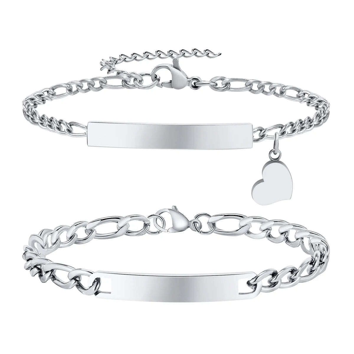 Free Personalized Custom Heart Bracelets for Women Men, Engraving Name Date ID Couple Bracelet for Lover, Valentine's Day Gift - Zenflow Active