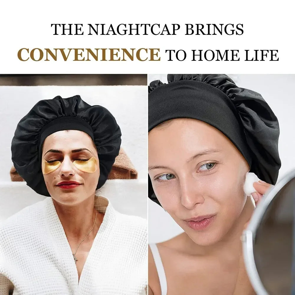 Women Satin Night Hair Cap High Stretch Sleeping Hat Chemotherapy Cap Hair Protection Bonnet Unisex Sleep Cap - Zenflow Active