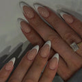 Long Almond French Press-On Nails | 24pcs White Full Cover False Nails for Women & Girls - Zenflow Active