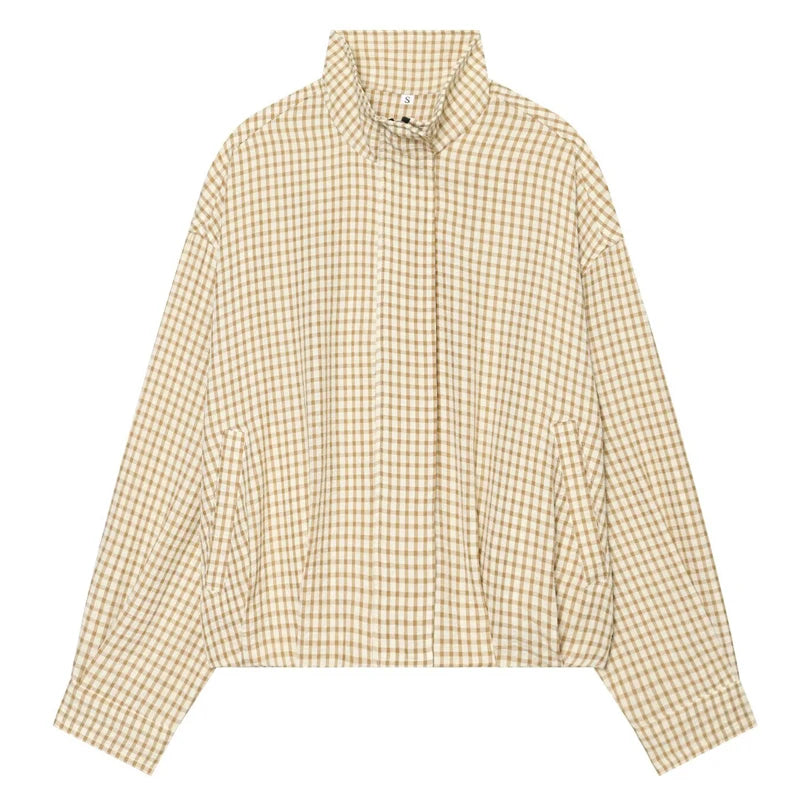 Women's Cropped Plaid Zip-Up Jacket