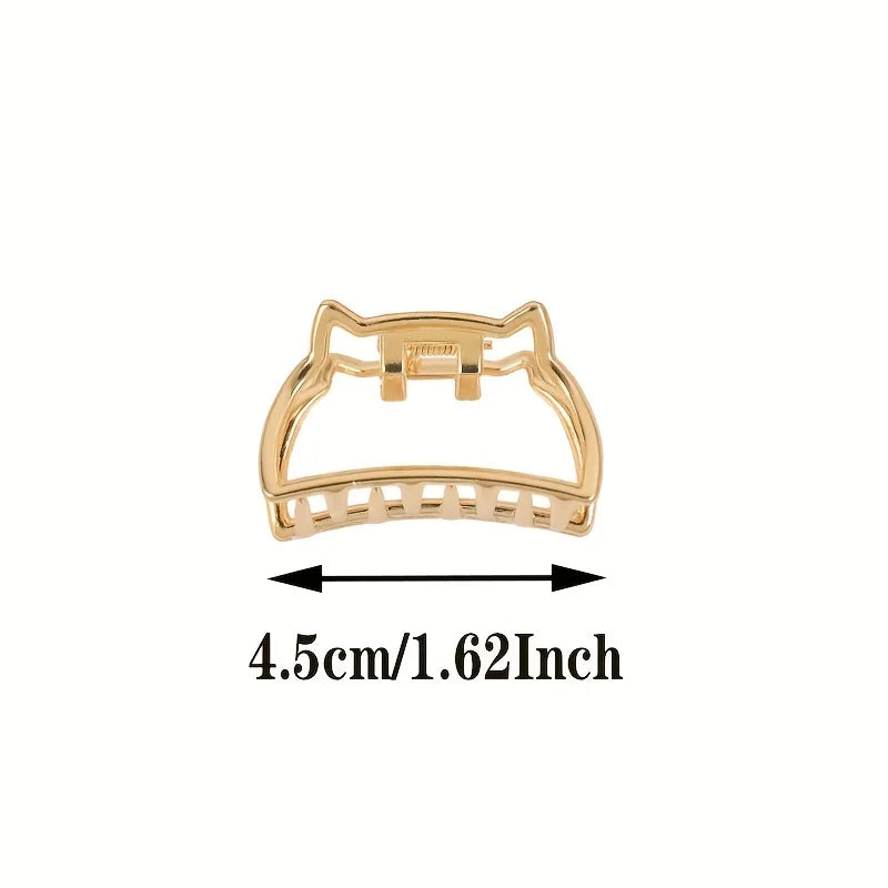 Mini Hollow Heart Metal Hair Claw Clips — Gold Geometric Barrettes for Women & Girls - Zenflow Active
