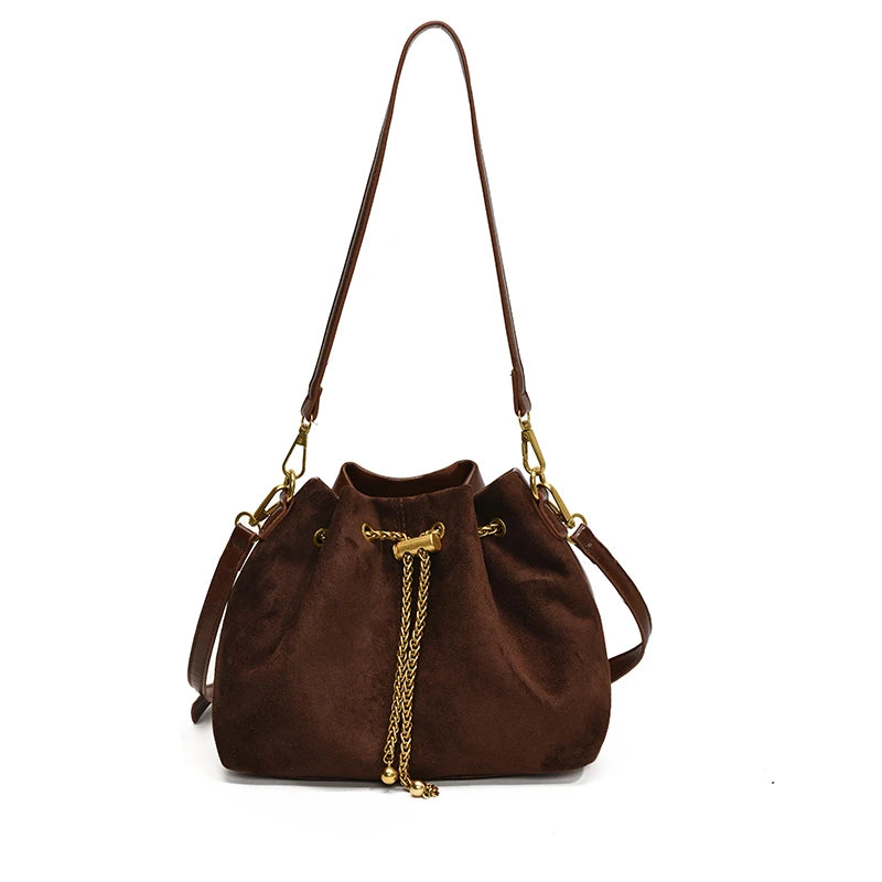 2026 Soft Commuting Crossbody Bags Faux Suede Sewing Hot Sale Bags for WomenThread Solid Color String Women's Handbags - Zenflow Active