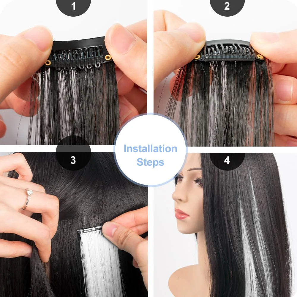 Colored Clip in Hair Extensions for Women & Men - 22" Synthetic Multi-Color Straight Hair Extensions with Vibrant Gradient Color - Zenflow Active