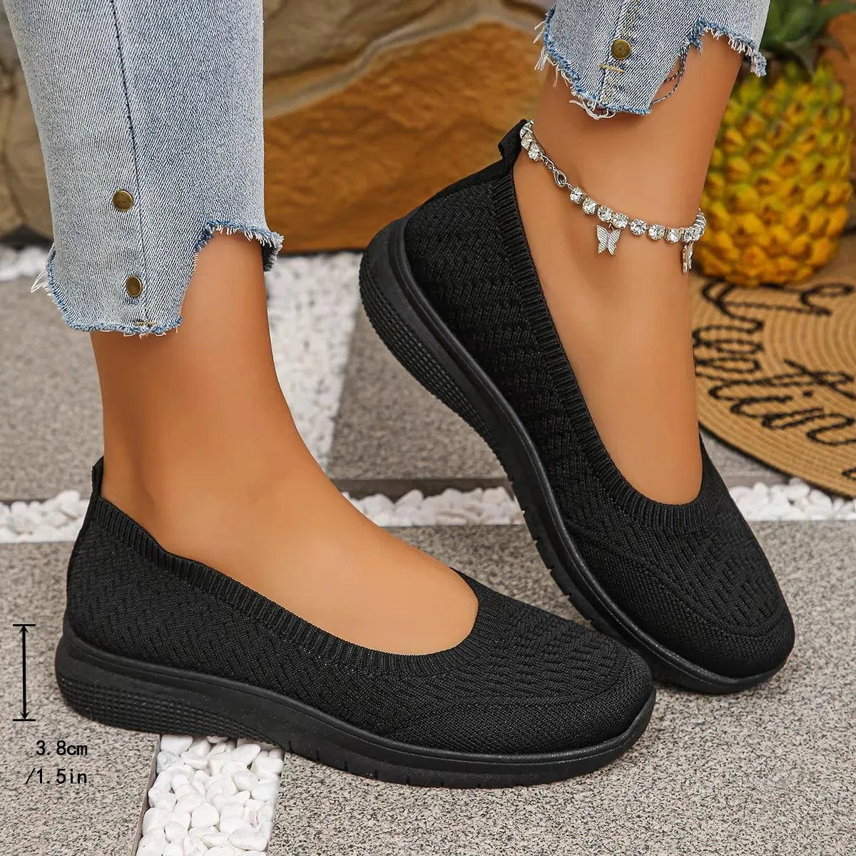 Women's Breathable Mesh Flat Shoes — Lightweight, Soft Sole, Round Toe, Hook & Loop - Zenflow Active