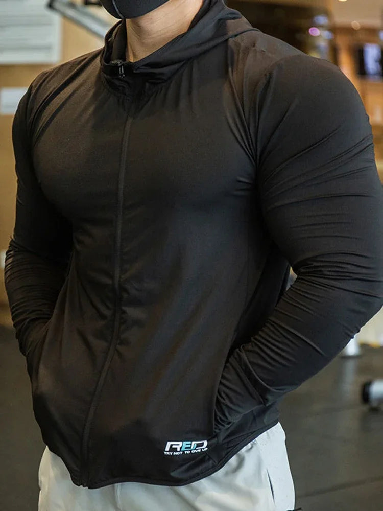 Men's Hooded Sport Tracksuit Top | Gym Running Sweatshirt - Zenflow Active