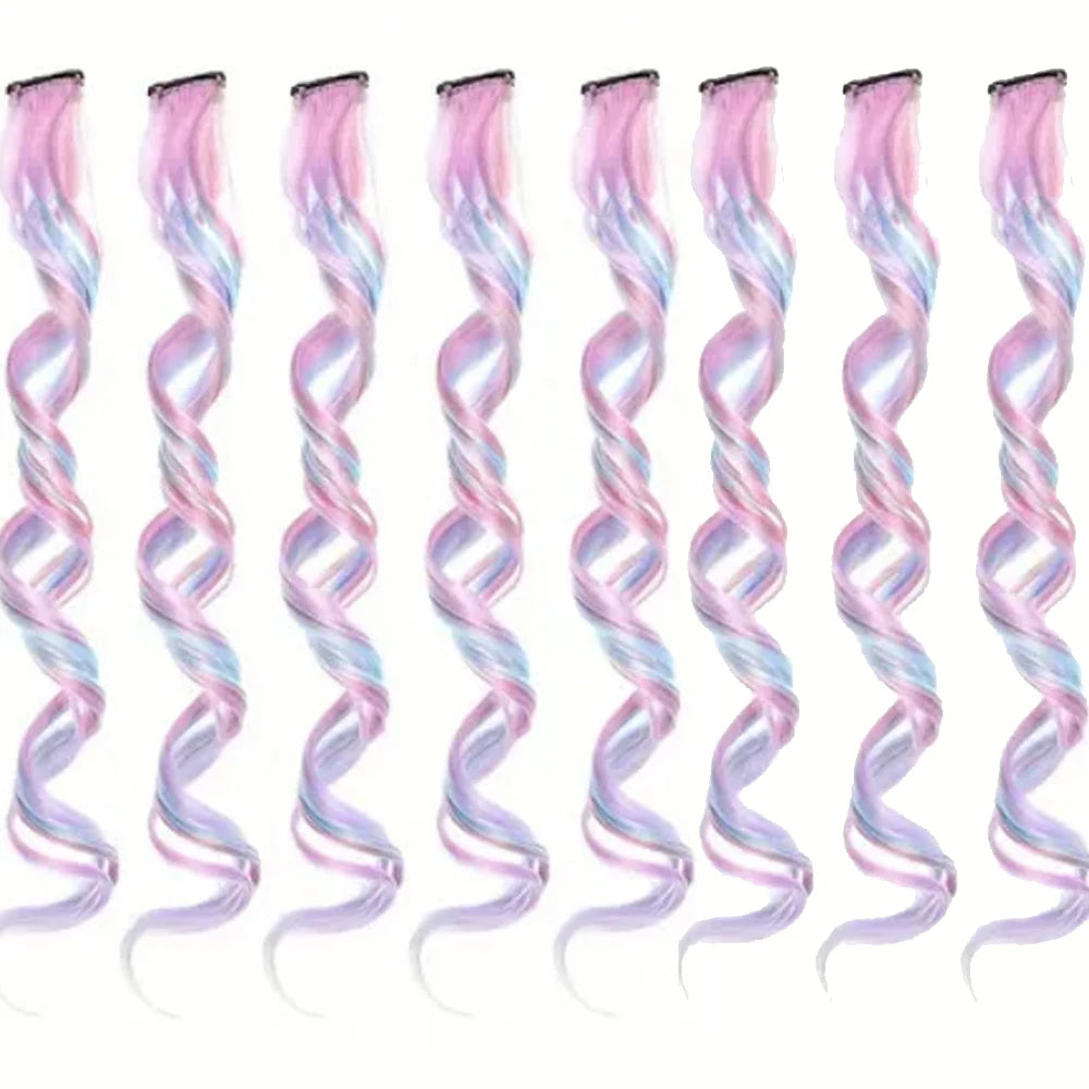 3/5/8/10pcs Set,Hair Extensions for Women 22" Curly Synthetic Hair, Perfect for Christmas Gift & Halloween Parties - Zenflow Active