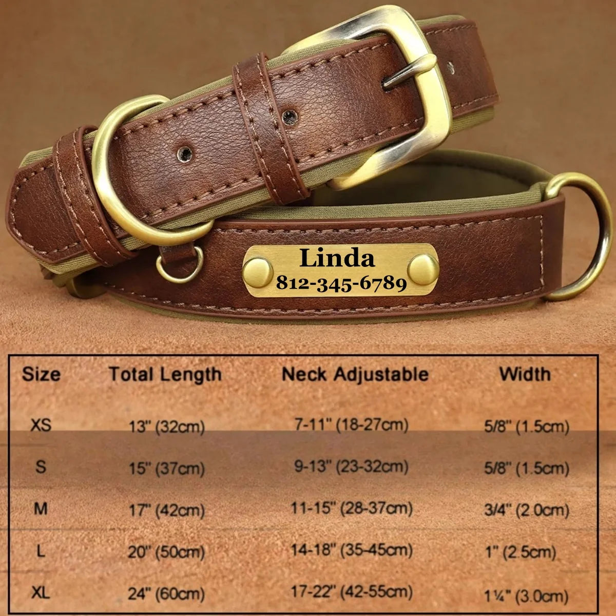 Soft Padded Leather Dog Collar | Personalised Engraved Nameplate & Custom ID Tag - Zenflow Active