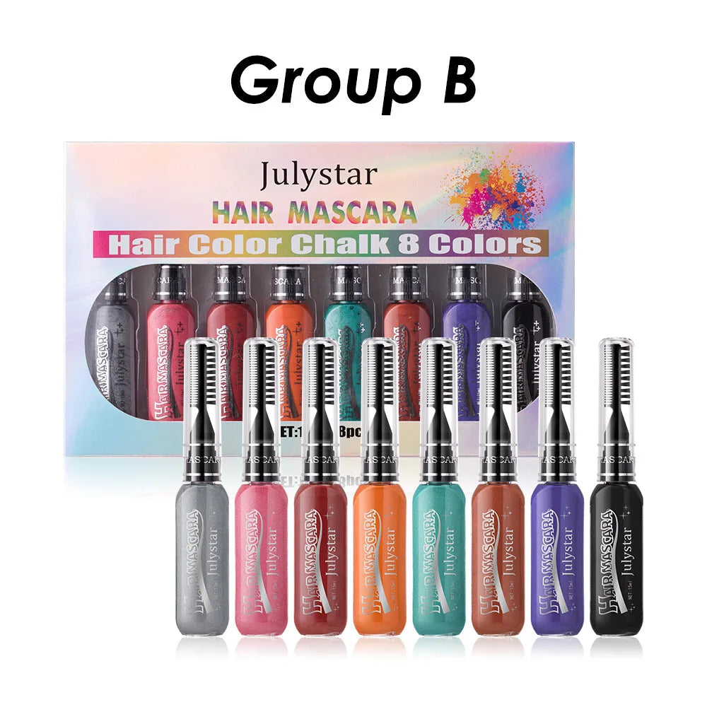 8 Colour Hair Mascara Set, Bold Multi-Shade Lashes for Party Looks - Zenflow Active