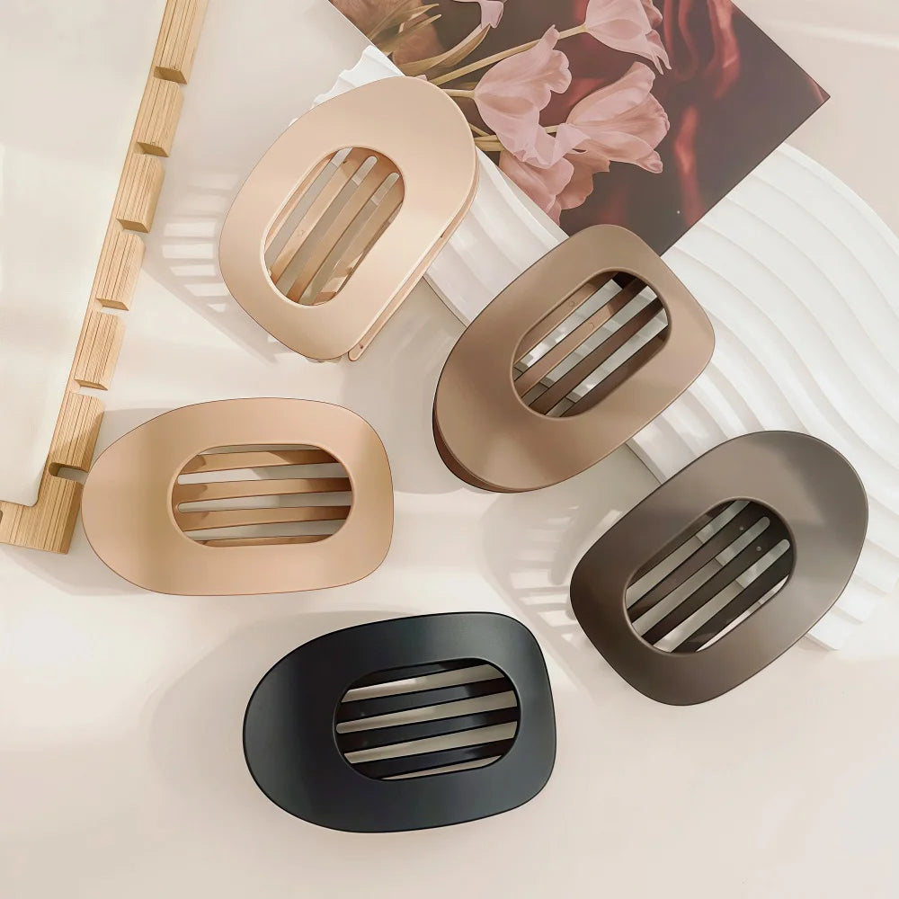 Oval Matte Hair Claw Clip | Leopard Print & Solid Acrylic Barrette — Single & Multi-Pack - Zenflow Active