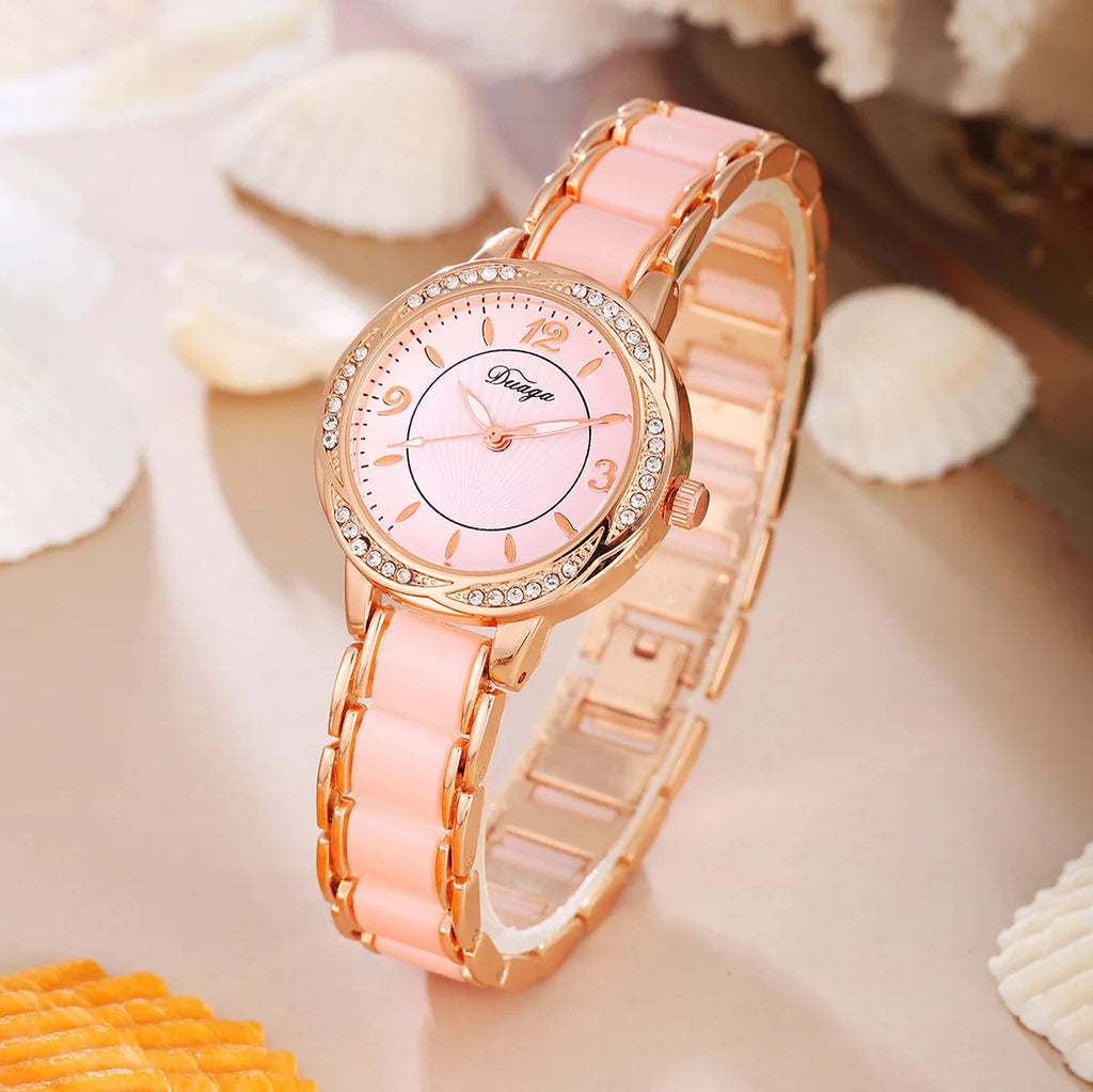 Women's Bracelet Quartz Watch — Roman Numeral Dial, Stainless Steel, Elegant Fashion Style - Zenflow Active