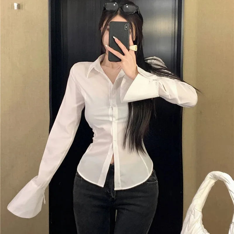 Women's Slim-Fit Bell-Sleeve Blouse Zenflow Active