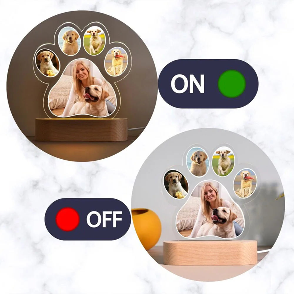 Personalised Pet Photo Night Light | Custom Acrylic Lamp with Engraved Wooden Base - Zenflow Active