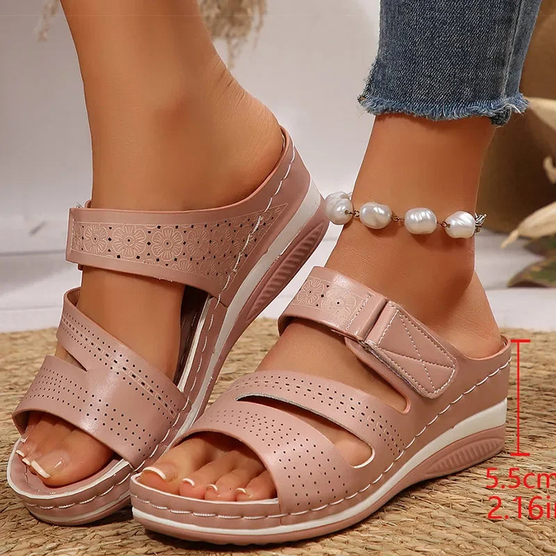 Women's Wedge Platform Sandals — High Heel, Open Side, PU Upper, Casual Summer - Zenflow Active