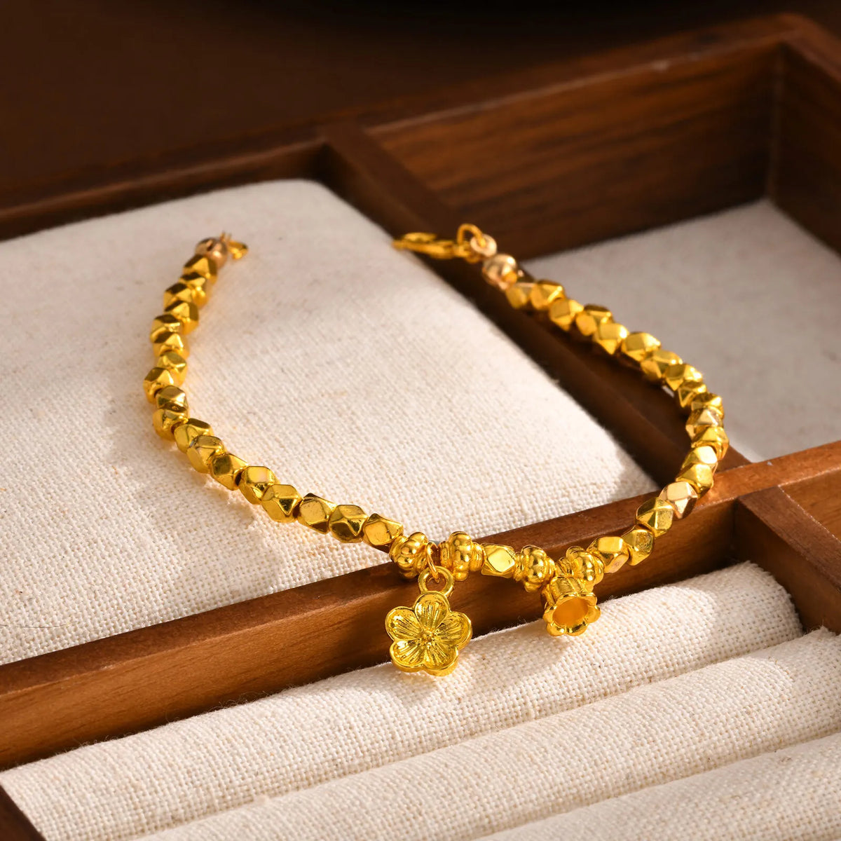 Charms Bell Flower Bracelet, Geometric Beaded Chain Bracelet for Women Girls - Zenflow Active