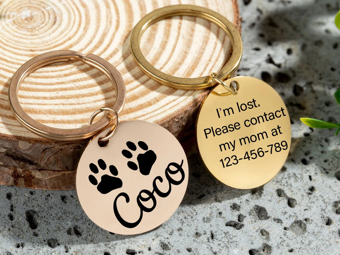 Custom Engraved Pet Dog Tag | Personalised Circular ID Tag with Name & Number - Zenflow Active