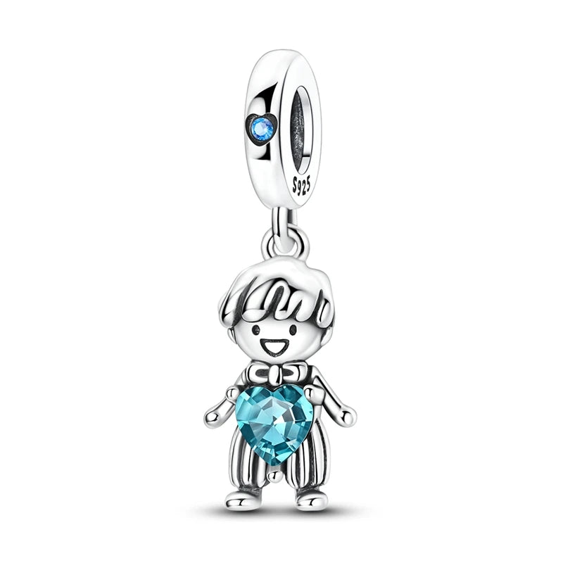 Original 925 Sterling Silver Bead Charms Girl Boy Pendant - Zenflow Active