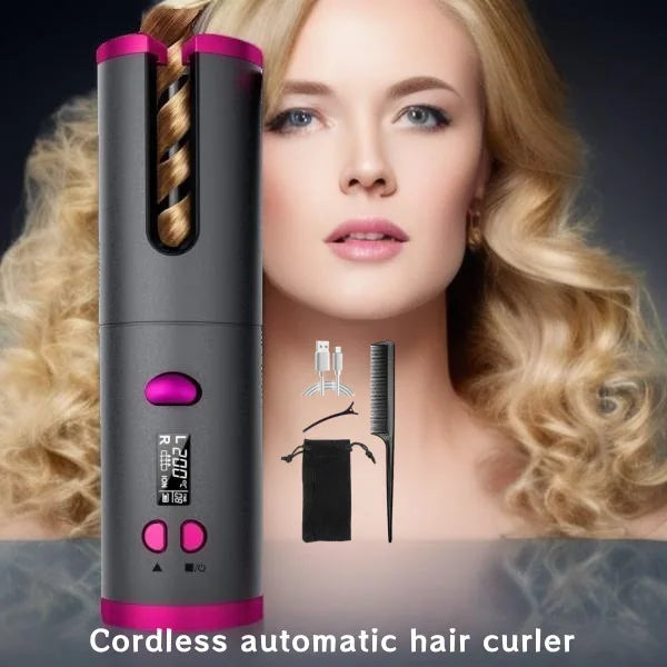 Cordless Automatic Hair Curler | Rechargeable Tourmaline Ceramic Curling Iron - Zenflow Active