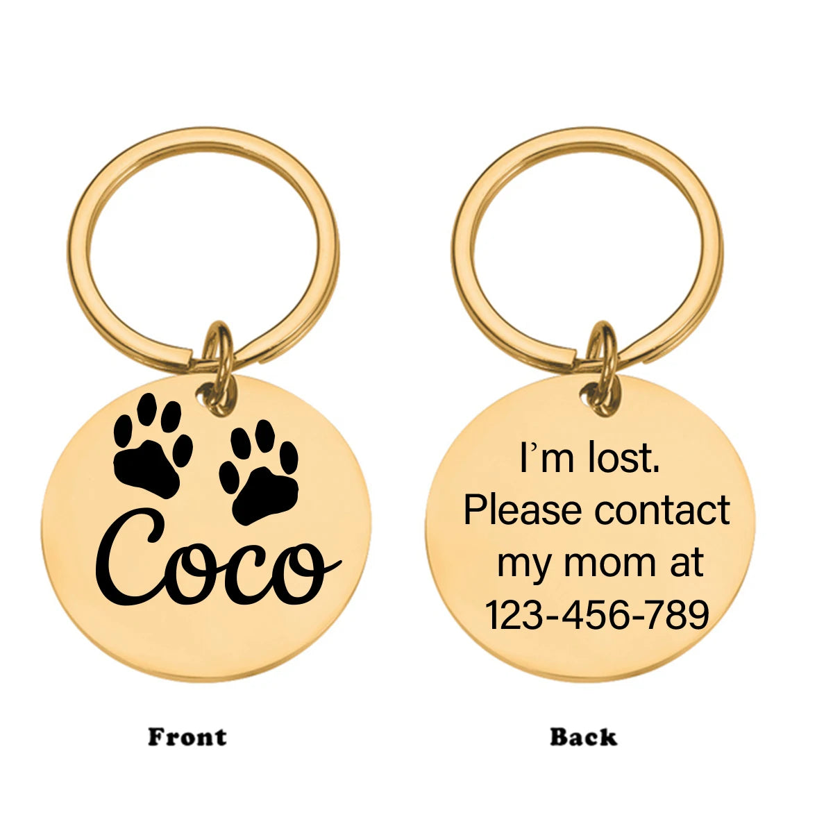 Custom Engraved Pet Dog Tag | Personalised Circular ID Tag with Name & Number - Zenflow Active