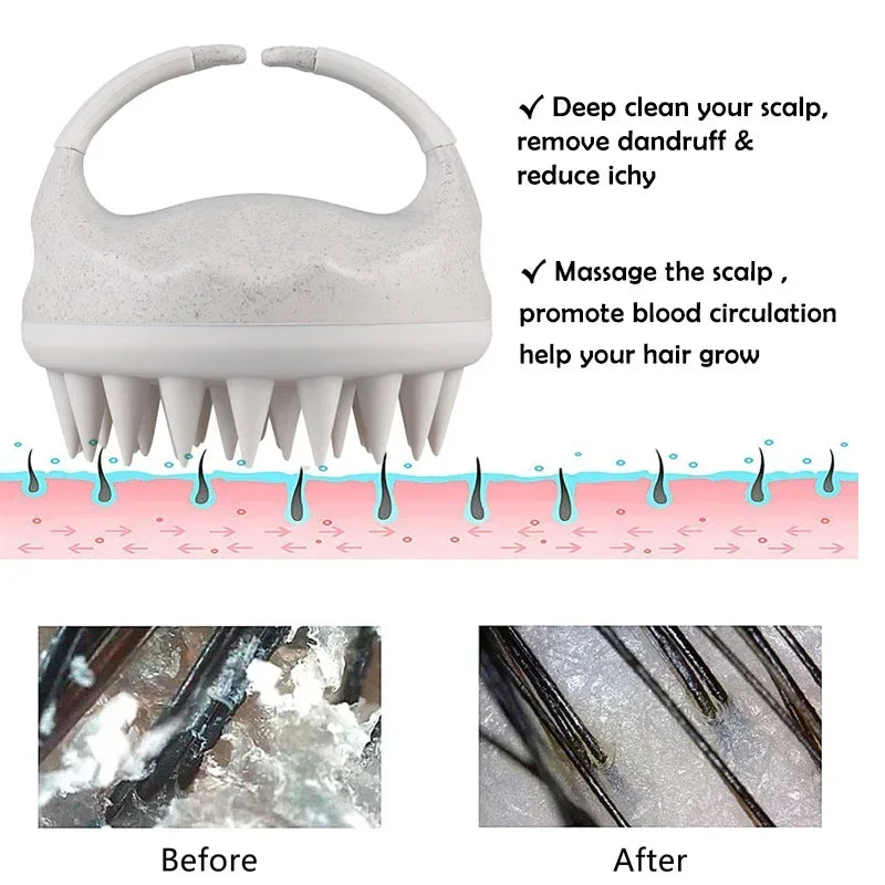 Wheat Straw Silicone Scalp Massager & Shampoo Brush - Eco-Friendly Hair Scrubber Zenflow Active