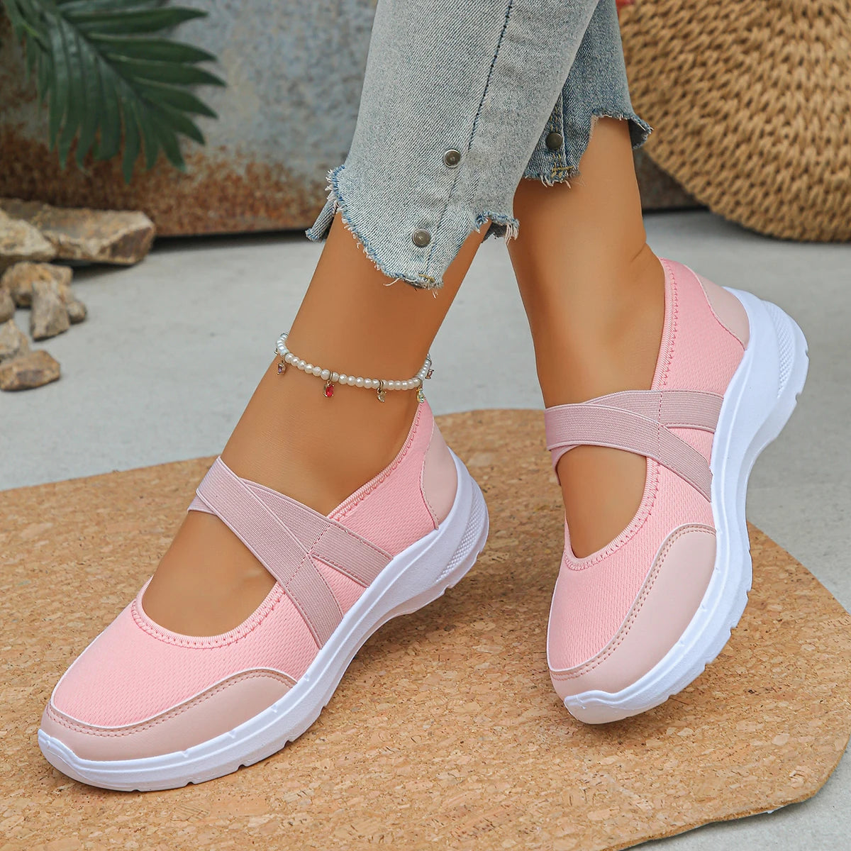 Women's Wedge Platform Pumps — Hook & Loop, Round Toe, Mid Heel, Casual Everyday - Zenflow Active