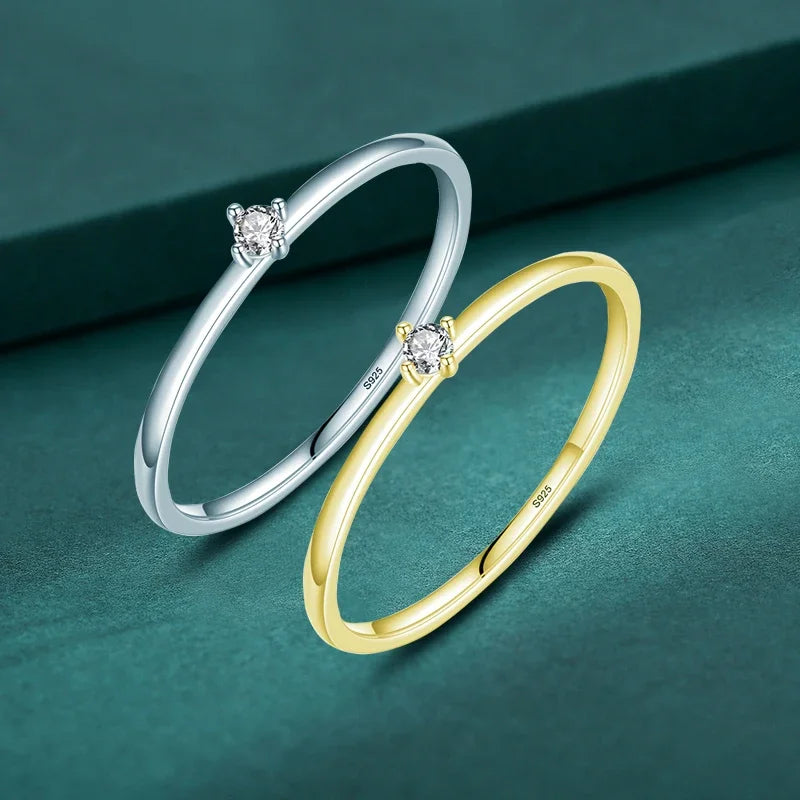 Exquisite Moissanite Finger Ring For Women 18k Gold Plated 925 Sterling Silver Elegant Rings With 2mm D Colour Round Lab Diamond - Zenflow Active