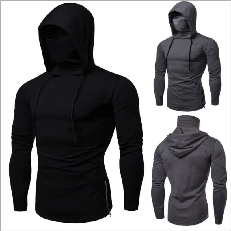 Men's Short Sleeve Hoodie with Face Mask | Gym Sweatshirt - Zenflow Active