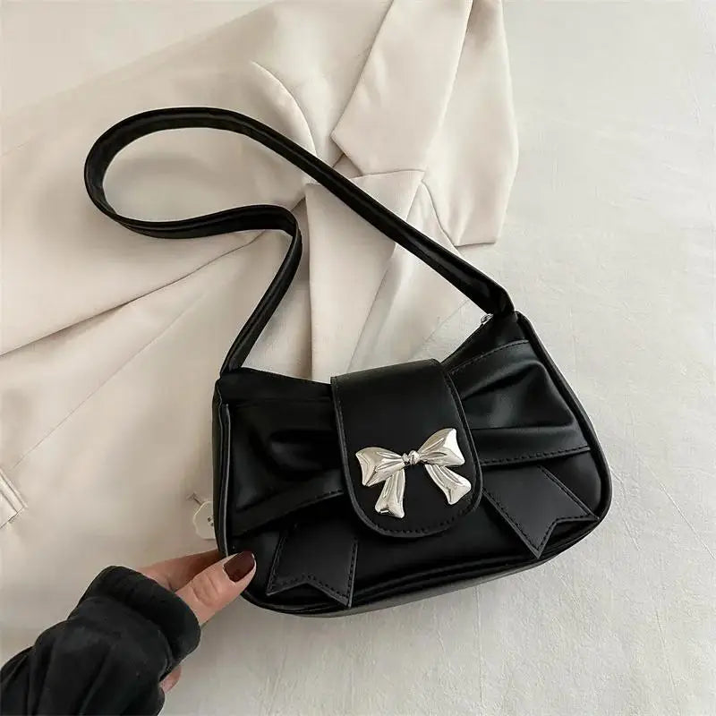 Bow Shoulder Bag Handbag Casual Underarm Bag PU Leather - Zenflow Active